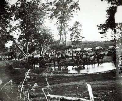 Federal Battery Fording a Tributary of the River Rappahannock on Battle Day, Cedar Mountain, Virginia, August 9th, 1862 by American Photographer